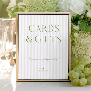 Elegant Sage Green Cards & Gifts Wedding Sign