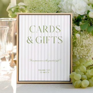 Elegant Sage Green Cards & Gifts Wedding Sign
