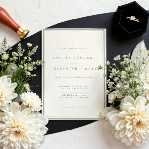 Elegant Sage Green Classic Border Wedding Invitation