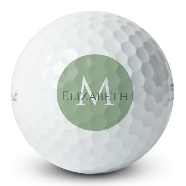Elegant Sage Green Classic Monogram Personalised  Golf Balls (Creator Uploaded)