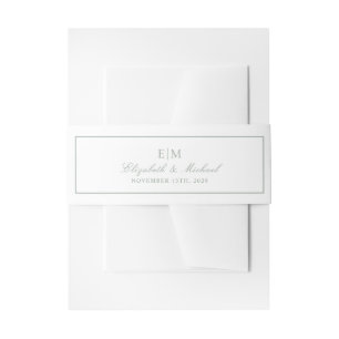 Elegant Sage Green Classic Script Monogram Wedding Invitation Belly Band