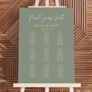 Elegant Sage Green Colour 9 table Seating Chart