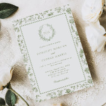 Elegant Sage Green Crest Chinoiserie Wedding