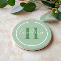 Elegant Sage Green Custom Monogram Initial