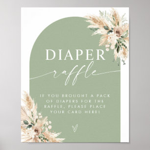 Elegant Sage Green Diaper Raffle Poster
