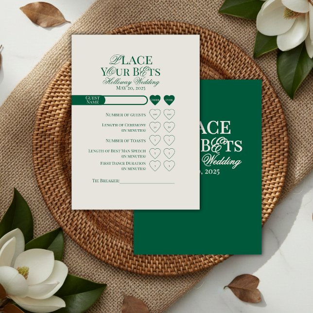 Elegant Sage Green Editable Wedding Prop Bet Card (Elegant Sage Green Editable Wedding Prop Bet Card)