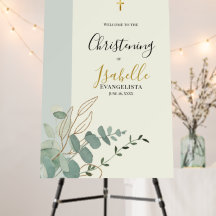Elegant Sage Green Eucalyptus Christening Welcome