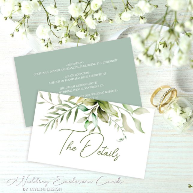 Elegant Sage Green Eucalyptus Foliage Wedding Enclosure Card (Creator Uploaded)