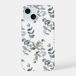 Elegant Sage Green Eucalyptus Leaves Pattern iPhone 15 Case