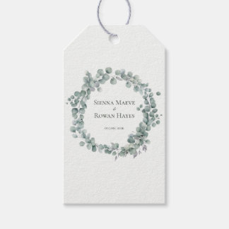 Elegant Sage Green Eucalyptus Round Wedding Favour Gift Tags