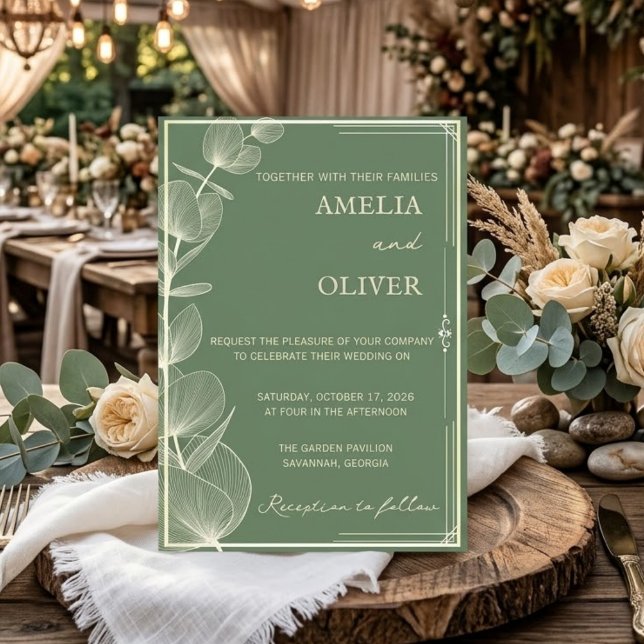 Elegant Sage Green Eucalyptus Wedding Invitation (Creator Uploaded)