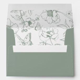 Elegant Sage Green Floral Garden Wedding Address Envelope