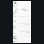 Elegant Sage Green Floral Garden Wedding Flat Menu<br><div class="desc">Floral sage green wedding menu.</div>