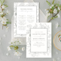 Elegant Sage Green Floral Line Art Details Wedding