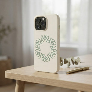Elegant Sage Green Floral Monogram Family
