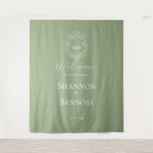 Elegant Sage Green Floral Monogram Wedding Welcome