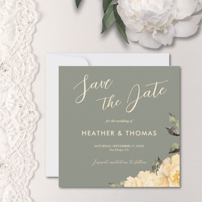 Elegant Sage Green Floral Save The Date Invitation (Creator Uploaded)
