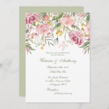 Elegant Sage Green Floral Script Wedding