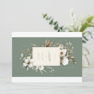 Elegant Sage Green Floral Thank You Postcard   Bla