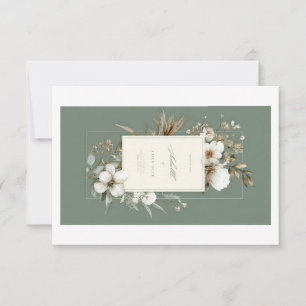 Elegant Sage Green Floral Thank You Postcard Bla