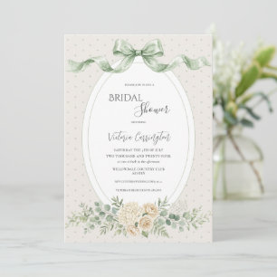 Elegant Sage Green Floral Vintage Bridal Shower Invitation