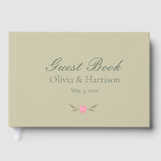 Elegant Sage Green Floral Wedding Guest Book