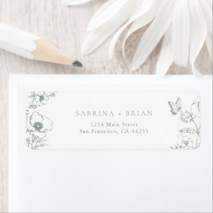 Elegant Sage Green Floral Wedding Return Address Return Address Label