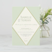 Elegant Sage Green Geometric Wedding Invitation