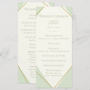 Elegant Sage Green Geometric Wedding Program