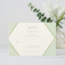 Elegant Sage Green Geometric Wedding RSVP Card