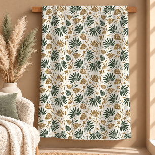 Elegant Sage Green Gold Botanical Blanket