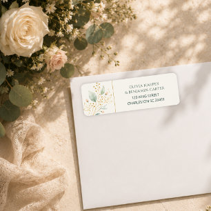 Elegant Sage Green Gold Botanical Return Address Label