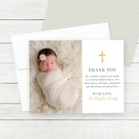 Elegant Sage Green Gold Cross Baptism Photo