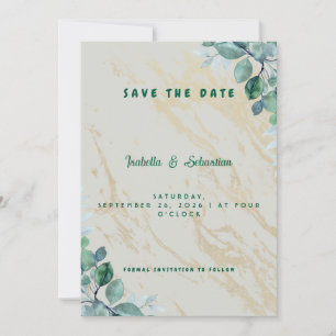 Elegant Sage Green Gold Marble Save the Date Isabe Thank You Card