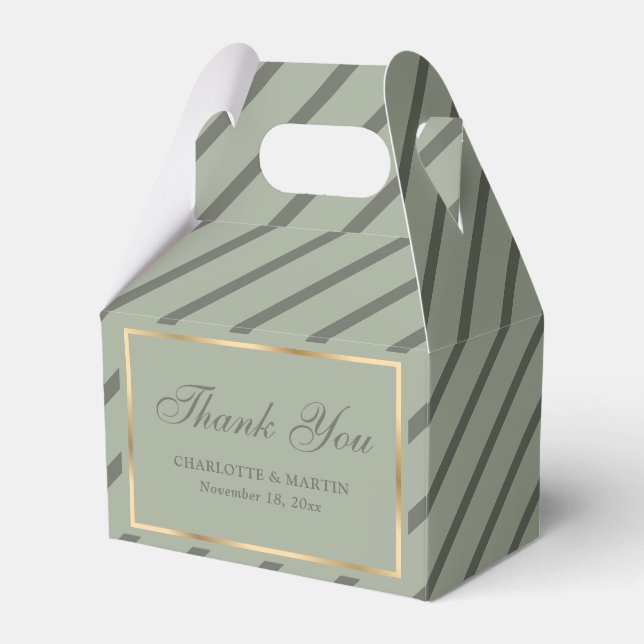 Elegant Sage Green Gold Wedding Thank You Favour Box (Front Side)