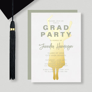 Elegant Sage Green Graduation Party Gold