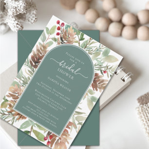 Elegant Sage Green Greenery Bridal Shower Invitation