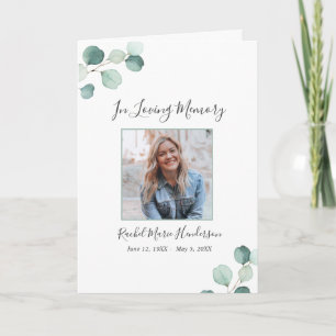 Elegant Sage Green Greenery Eucalyptus Funeral Program