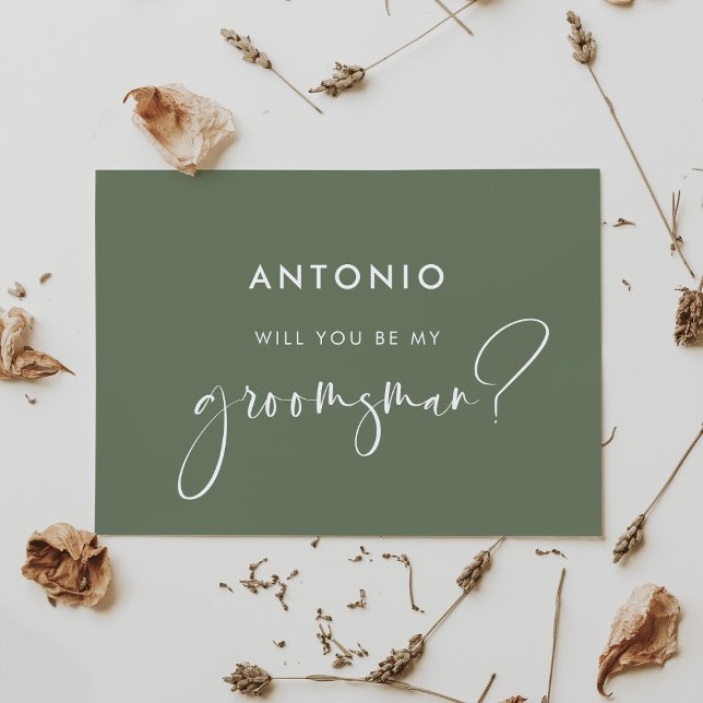 Elegant sage green groomsman proposal card (Creator Uploaded)