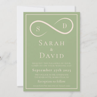 Elegant Sage Green Infinity Minimalist Modern Invitation