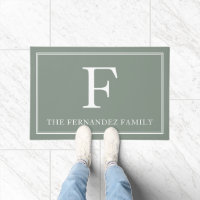 Elegant Sage Green Initial Family Name