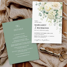 Elegant Sage Green Ivory Floral All-In-One Wedding