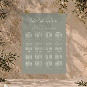 Elegant Sage Green Ivory Wedding Seating Chart