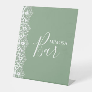 Elegant Sage Green Lace Bridal Shower Tabletop Pedestal Sign