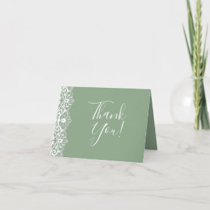 Elegant Sage Green Lace Bridal Shower Welcome Sign Thank You Card