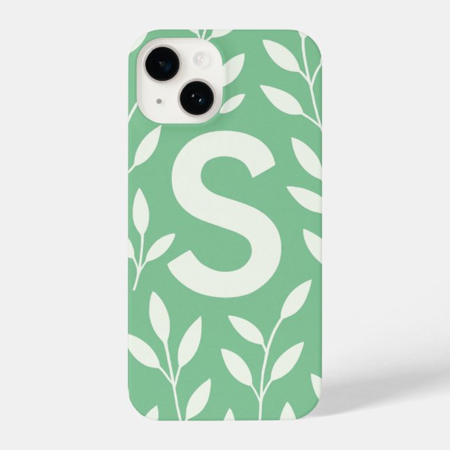 “Elegant Sage Green Leaf Phone Case with Trendy (Back)