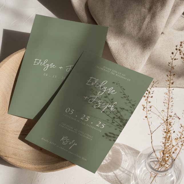 Elegant Sage Green Minimal Boho Rsvp Wedding   Invitation (Creator Uploaded)