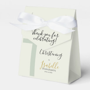 Elegant Sage Green Minimal Cross Christening Tent Favour Box