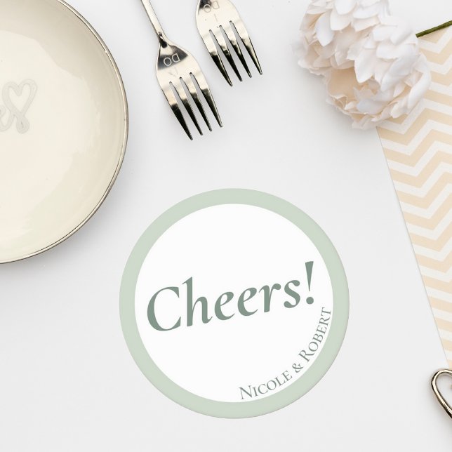 Elegant Sage Green Minimalist Wedding Coaster (Creator Uploaded)