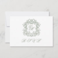 Elegant Sage Green Monogram Crest Meals Wedding